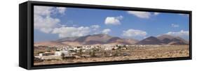Town with Mountains in the Background, Tunisia, Fuerteventura, Canary Islands, Spain-null-Framed Stretched Canvas