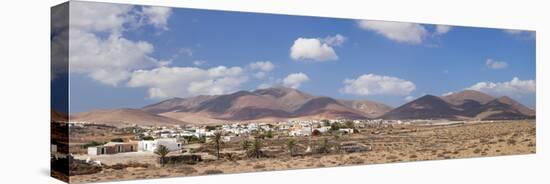 Town with Mountains in the Background, Tunisia, Fuerteventura, Canary Islands, Spain-null-Stretched Canvas
