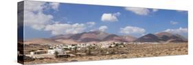 Town with Mountains in the Background, Tunisia, Fuerteventura, Canary Islands, Spain-null-Stretched Canvas