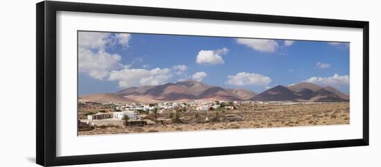 Town with Mountains in the Background, Tunisia, Fuerteventura, Canary Islands, Spain-null-Framed Premium Photographic Print