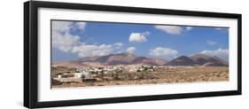 Town with Mountains in the Background, Tunisia, Fuerteventura, Canary Islands, Spain-null-Framed Premium Photographic Print