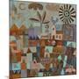 Town with Sun and Moon-Hilke Macintyre-Mounted Giclee Print