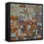 Town with Sun and Moon-Hilke Macintyre-Framed Stretched Canvas