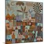 Town with Sun and Moon-Hilke Macintyre-Mounted Giclee Print