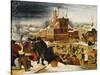Townsfolk Skating on a Castle Moat-Pieter Bruegel the Elder-Stretched Canvas