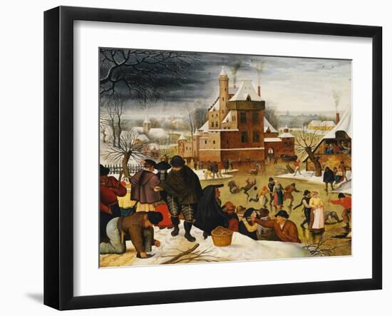 Townsfolk Skating on a Castle Moat-Pieter Bruegel the Elder-Framed Giclee Print