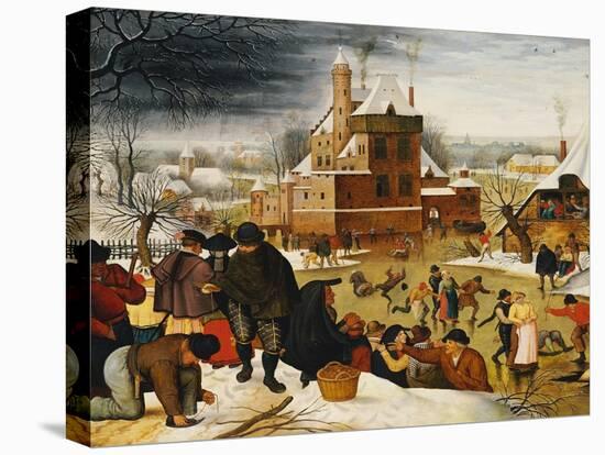 Townsfolk Skating on a Castle Moat-Pieter Bruegel the Elder-Stretched Canvas