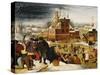 Townsfolk Skating on a Castle Moat-Pieter Bruegel the Elder-Stretched Canvas