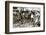 Townsfolk wait to scour the fields for potatoes left by farmers, Germany, World War I, c1914-c1918-Unknown-Framed Photographic Print