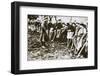 Townsfolk wait to scour the fields for potatoes left by farmers, Germany, World War I, c1914-c1918-Unknown-Framed Photographic Print