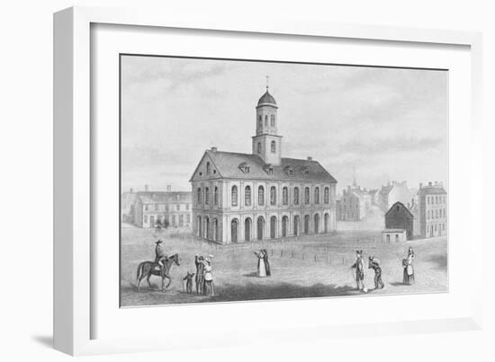 Townspeople Surrounding outside Faneuil Hall-null-Framed Giclee Print