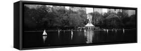 Toy Boats Floating on Water, Central Park, Manhattan, New York City, New York State, USA-null-Framed Stretched Canvas