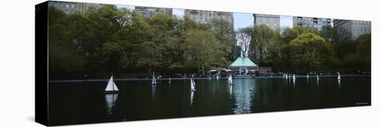 Toy Boats Floating on Water, Central Park, Manhattan, New York, USA-null-Stretched Canvas
