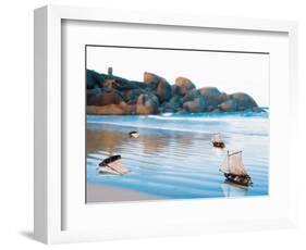 Toy Boats on Rocky Beach-Colin Anderson-Framed Photographic Print