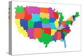 Toy Bricks American Map-nmcandre-Stretched Canvas