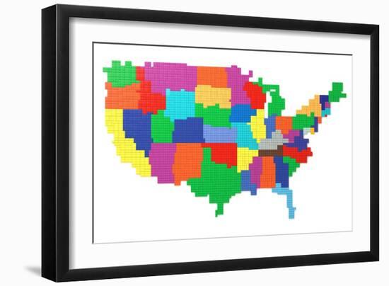 Toy Bricks American Map-nmcandre-Framed Art Print