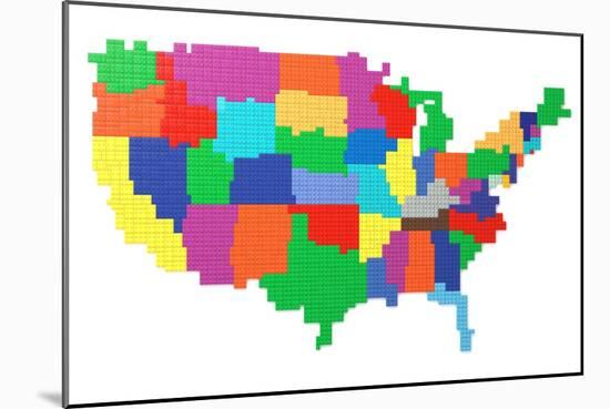 Toy Bricks American Map-nmcandre-Mounted Art Print