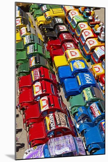 Toy Cars Made with Metal Food Box and Sold on the National 7 Road, Madagascar, Africa-Bruno Morandi-Mounted Photographic Print