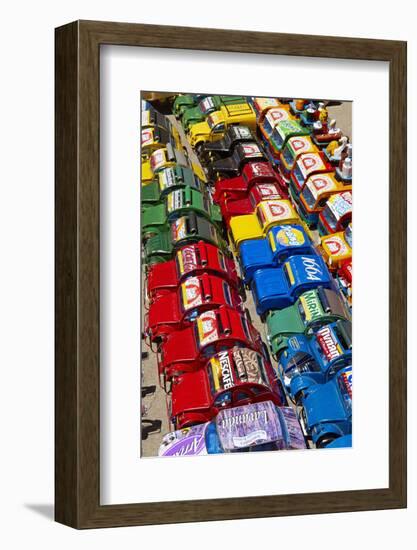 Toy Cars Made with Metal Food Box and Sold on the National 7 Road, Madagascar, Africa-Bruno Morandi-Framed Photographic Print