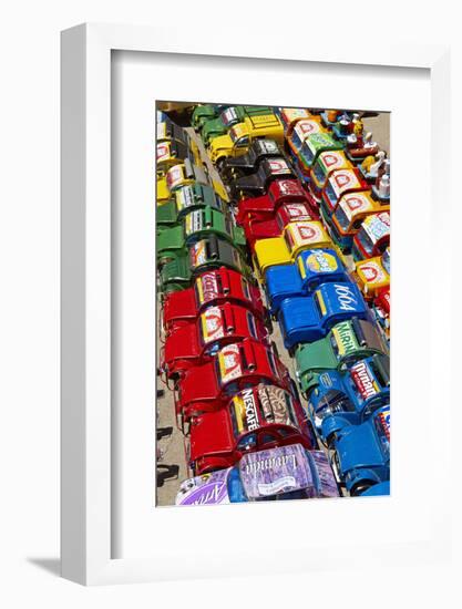 Toy Cars Made with Metal Food Box and Sold on the National 7 Road, Madagascar, Africa-Bruno Morandi-Framed Photographic Print