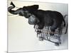 Toy Elephant in Toy Supermarket Cart-Winfred Evers-Mounted Photographic Print