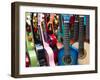 Toy Guitars, Olvera Street Market, El Pueblo de Los Angeles, Los Angeles, California, USA-Walter Bibikow-Framed Photographic Print