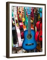 Toy Guitars, Olvera Street Market, El Pueblo de Los Angeles, Los Angeles, California, USA-Walter Bibikow-Framed Premium Photographic Print