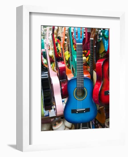 Toy Guitars, Olvera Street Market, El Pueblo de Los Angeles, Los Angeles, California, USA-Walter Bibikow-Framed Photographic Print