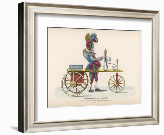 Toy Representing Pulchinello Riding a Velocipede-null-Framed Art Print