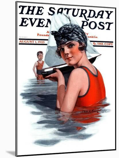 "Toy Sailboat," Saturday Evening Post Cover, August 1, 1925-Charles A. MacLellan-Mounted Premium Giclee Print