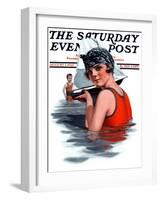 "Toy Sailboat," Saturday Evening Post Cover, August 1, 1925-Charles A. MacLellan-Framed Giclee Print