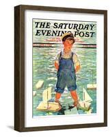 "Toy Sailboats," Saturday Evening Post Cover, June 24, 1933-Eugene Iverd-Framed Giclee Print