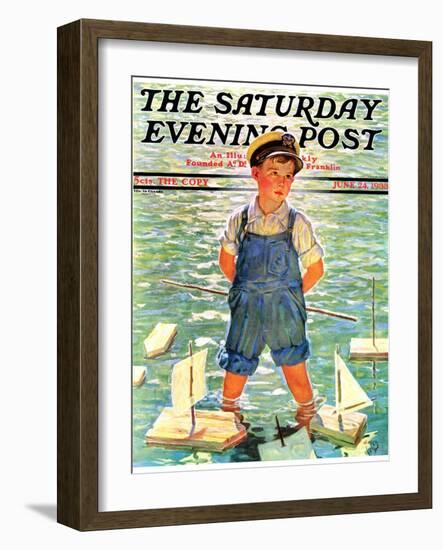 "Toy Sailboats," Saturday Evening Post Cover, June 24, 1933-Eugene Iverd-Framed Giclee Print