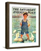 "Toy Sailboats," Saturday Evening Post Cover, June 24, 1933-Eugene Iverd-Framed Premium Giclee Print