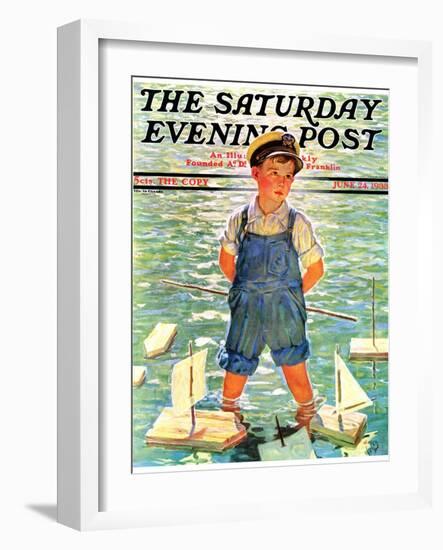 "Toy Sailboats," Saturday Evening Post Cover, June 24, 1933-Eugene Iverd-Framed Premium Giclee Print