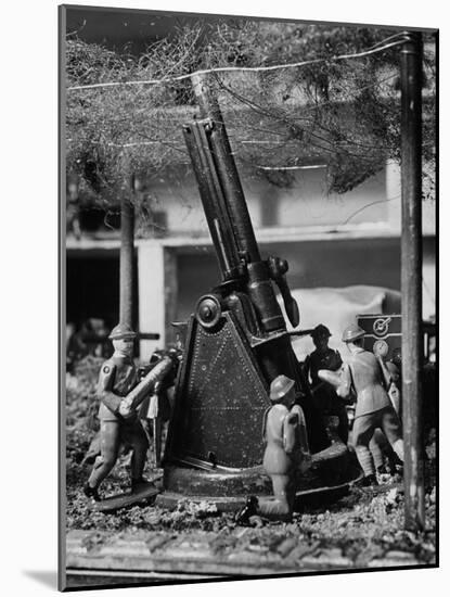 Toy Soldiers and Anti-Aircraft Artillery-null-Mounted Photographic Print