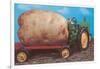 Toy Tractor Hauling Giant Potato-null-Framed Art Print