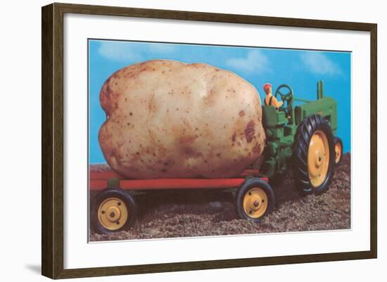 Toy Tractor Hauling Giant Potato-null-Framed Art Print