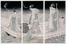 Three Women on a Boat Fishing by Lamplight-Toyokuni-Giclee Print