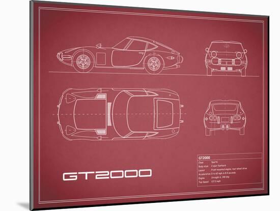 Toyota GT2000-Maroon-Mark Rogan-Mounted Art Print