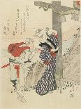 Courtesan with a Pekinese Dog-Toyota Hokkei-Giclee Print