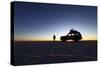 Toyota Land Cruiser Silhouetted Against Sunrise, Salar De Uyuni, Bolivia-James Brunker-Stretched Canvas