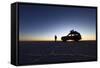 Toyota Land Cruiser Silhouetted Against Sunrise, Salar De Uyuni, Bolivia-James Brunker-Framed Stretched Canvas