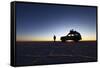 Toyota Land Cruiser Silhouetted Against Sunrise, Salar De Uyuni, Bolivia-James Brunker-Framed Stretched Canvas