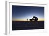 Toyota Land Cruiser Silhouetted Against Sunrise, Salar De Uyuni, Bolivia-James Brunker-Framed Photographic Print