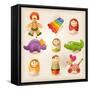 Toys-teacept-Framed Stretched Canvas