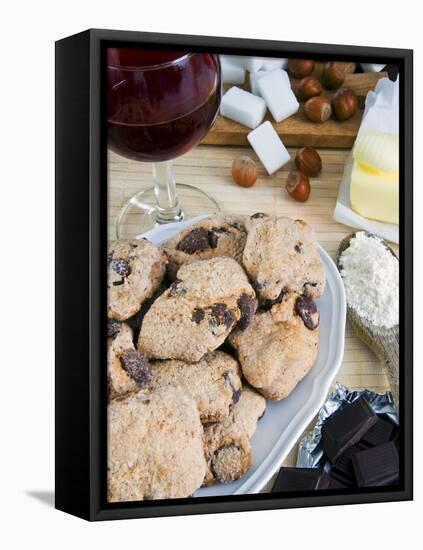 Tozzetti Cookies With Chocolate, Italian Gastronomy, Italy, Europe-Nico Tondini-Framed Stretched Canvas