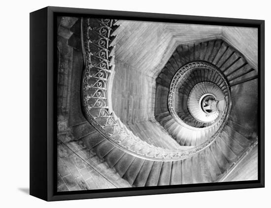 Traboule Staircase, Lyon, France-Walter Bibikow-Framed Stretched Canvas