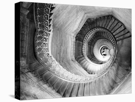 Traboule Staircase, Lyon, France-Walter Bibikow-Stretched Canvas