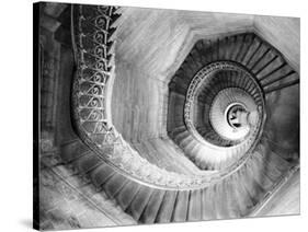 Traboule Staircase, Lyon, France-Walter Bibikow-Stretched Canvas